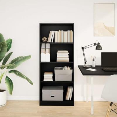 Boekenkast 60x24x143 cm bewerkt hout zwart Boekenkast 60x24x143 cm bewerkt hout zwart