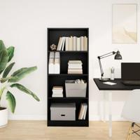 Boekenkast 60x24x143 cm bewerkt hout zwart - thumbnail