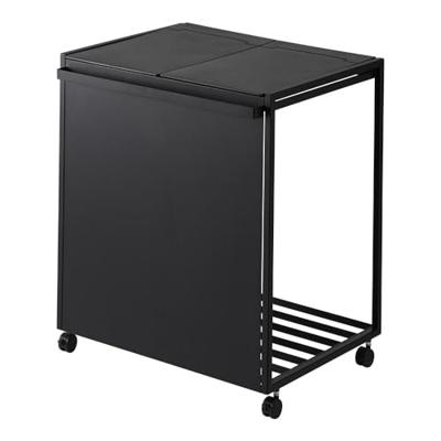 Yamazaki Afvalscheidingsprullenbak met wielen - 2 comp - Tower - Zwart