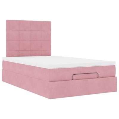 Ottoman bed met matrassen 120x200cm fluweel roze