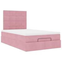 Ottoman bed met matrassen 120x200cm fluweel roze - thumbnail