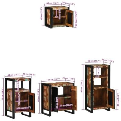 Badkamermeubelset met plank 4 pcs Multikleur 55 x 35 x 60 cm - thumbnail