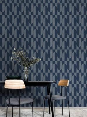 Dutch Wallcoverings Asperia - Gael - Donkerblauw/Zilver