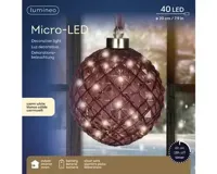 Lumineo microled bal 20cm maroon/warm wit - thumbnail