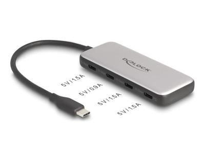 DeLOCK 4-port usb-c + pd 85 watt usb-hub (grijs)