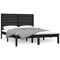 Bedframe massief hout zwart 150x200 cm - thumbnail