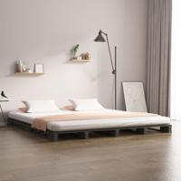 Palletbed massief hout grijs 150x200 cm - thumbnail