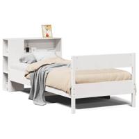 Bed met boekenkast zonder matras grenenhout wit 90x200 cm - thumbnail