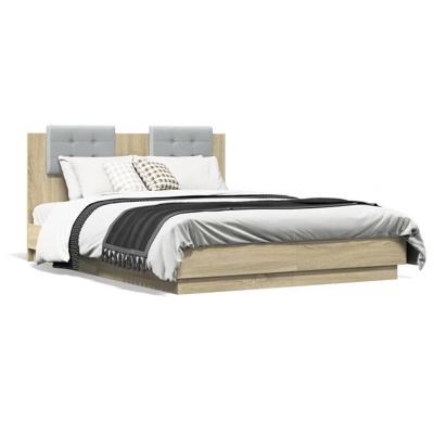 Bedframe met hoofdbord en LED sonoma eikenkleurig 120x190 cm - thumbnail