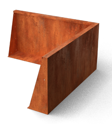 Fronta Keerwanden Cortenstaal Hoekstuk Buitenhoek 1000 x 200 x 500 mm Geroba - Geroba