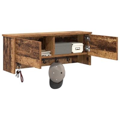 Wandgemonteerde kapstok Oud hout 80 x 20 x 30 cm Bewerkt hout Wandgemonteerde kapstok Oud hout 80 x 20 x 30 cm Bewerkt hout