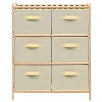 Opbergmeubel met 6 stoffen manden cederhout beige - thumbnail