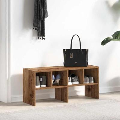 VidaXL Schoenenrek stapelbaar 89,5x30x40 cm oud houtkleurig VidaXL Schoenenrek stapelbaar 89,5x30x40 cm oud houtkleurig