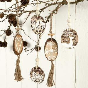 Creativ Company Houten schijf met bast, afm 9,5x6 cm, dikte 6 mm, 12 stuk/ 1 doos