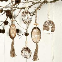 Creativ Company Houten schijf met bast, afm 9,5x6 cm, dikte 6 mm, 12 stuk/ 1 doos - thumbnail