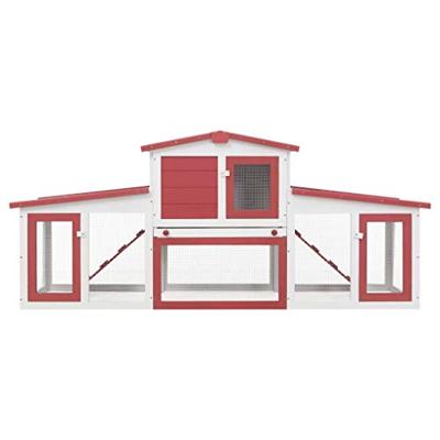 VidaXL Konijnenhok voor buiten groot 201x45x85 cm hout rood en wit