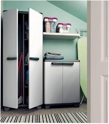 KIS Lineary Utility Storage Cabinet - 68 x 39 x 173 cm - Zwart en grijs - thumbnail
