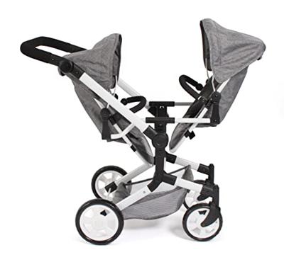 Tweeling Poppenwagen Linus Duo - Grey Jeans - thumbnail