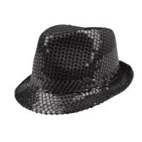 popstar pailletten hoed zwart - thumbnail