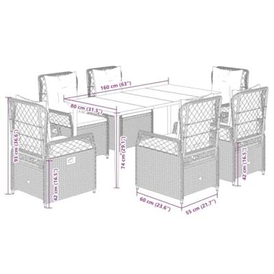 7-delige Tuinset met kussens poly rattan beige 7-delige Tuinset met kussens poly rattan beige