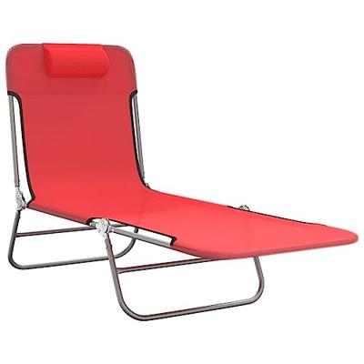 Ligbedden 2 st inklapbaar textileen en staal rood - thumbnail
