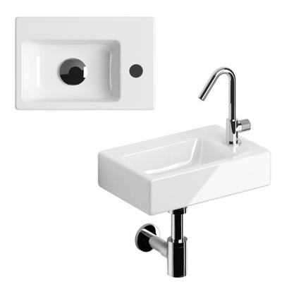 Fonteinset Clou InBe Rechthoek 36x24.5x9cm Keramiek Glans Wit Toiletkraan Sifon Plug Fonteinset Clou InBe Rechthoek 36x24.5x9cm Keramiek Glans Wit Toiletkraan Sifon Plug