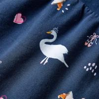 Kinderjurk met lange mouwen zwanenprint 128 marineblauw - thumbnail