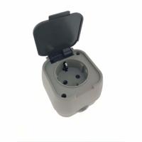 WCD Stopcontact Waterdicht 1 V Met Klep Vierkant - thumbnail