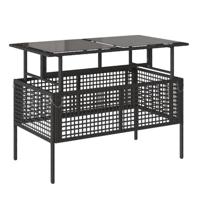 4-delige Loungeset met kussens poly rattan en glas zwart - thumbnail