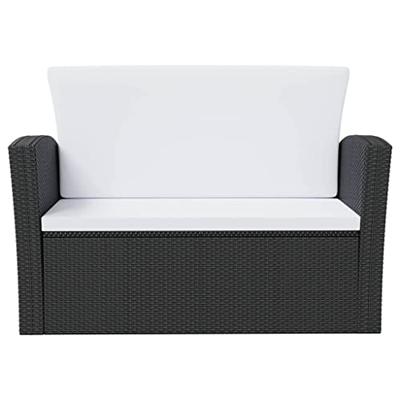 16-delige Loungeset met kussens poly rattan zwart