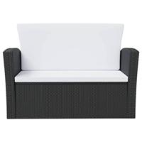 8-delige Loungeset met kussens poly rattan zwart - thumbnail