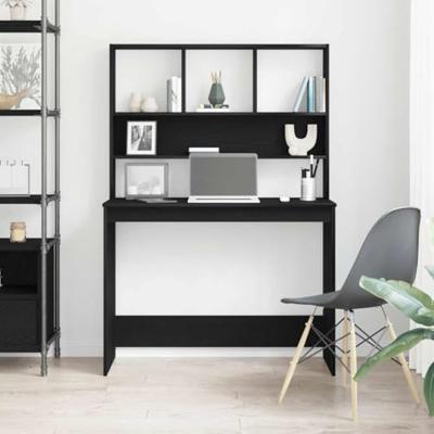 Bureau met schappen 102x45x148 cm bewerkt hout zwart eikenkleur