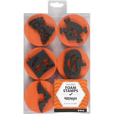 Creotime foam stempels Halloween oranje 7,5 cm 12 delig