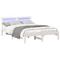 Bedframe met LED -striplichten met hoofdeinde Wit 120 x 190 cm Grenenhout - thumbnail