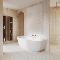 Half Vrijstaand Ligbad Riho Phatos B2W 170x80x57 cm Incl. Pop Up Waste, Sifon en Afvoer Mat Wit - thumbnail