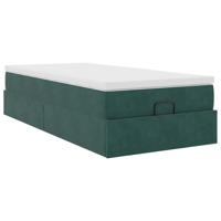 Ottoman bed met matras 140x200cm fluweel donkergroen - thumbnail