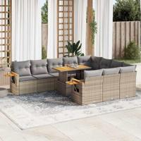 11-delige Tuinset met kussens poly rattan acacia beige - thumbnail