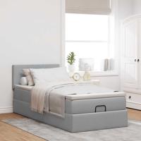 Ottoman bed met matras 90x190cm stof lichtgrijs - thumbnail