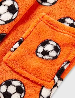 Kinderbadjassen met print-Oranje voetbal-146/152 - thumbnail