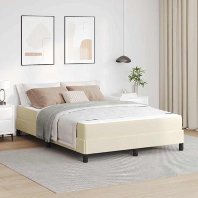 Bed met matras Crème 140 x 190 cm Kunstleer