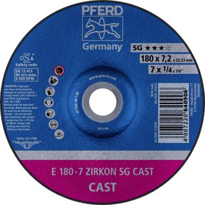 PFERD TOOLS 62217738 E 180-7 ZIRKON SG CAST Afbraamschijf gebogen Diameter 180 mm Boordiameter 22.23 mm Grijs/grauw sferoïdisch gietijzer, Giethuid 10 stuk(s)
