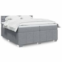 Boxspring met matras stof lichtgrijs 90x190 cm - thumbnail