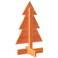 Kerstdecoratie kerstboom 60 cm massief grenenhout wasbruin - thumbnail