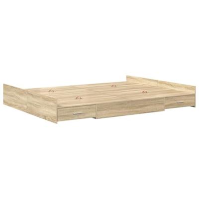 Opbergbedframe met lade Sonoma eiken 140 x 200 cm Bewerkt hout