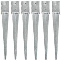 VidaXL Grondpinnen 6 st 10x10x76 cm gegalvaniseerd staal zilverkleurig - thumbnail