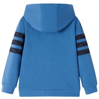 Kindervest met capuchon en rits skateboardprint 92 blauw