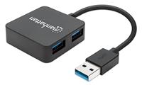 Manhattan USB 3.0 hub (4 poorten voeding via USB) 162296 zwart - thumbnail
