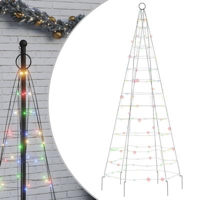 VidaXL Led-kerstboom op vlaggenmast 200 leds kleurrijk 180 cm