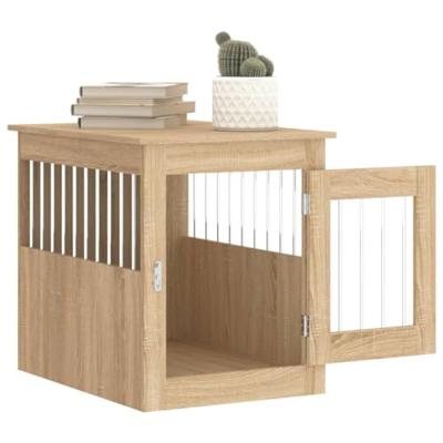 VidaXL Hondenbench 55x75x65 cm bewerkt hout sonoma eikenkleurig VidaXL Hondenbench 55x75x65 cm bewerkt hout sonoma eikenkleurig