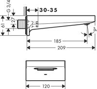 Baduitloop Metropol HansGrohe Watervalstraal 18.5 cm Gepolijst Goud - thumbnail
